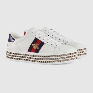 GUCCI White Crystal New Ace Sneakers EU 38